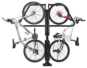 Typically placed at the end of your parking stall, the Urban Parking Stall holds up to two standard bicycles.